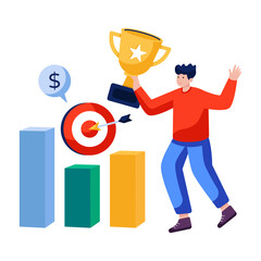 Trendy vector design of business achievement