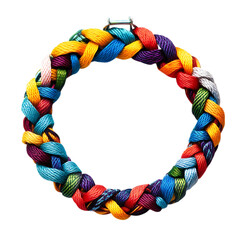Vibrant Woven Anklet with Chunky Vivid Threads Isolated on Transparent Background