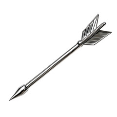 Sleek Arrow with a Polished Finish in Metallic Silver Isolated on Transparent Background