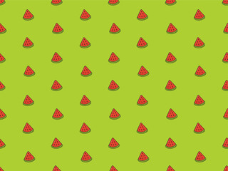 Seamless pattern of watermelon slices on bright green background. Perfect for summer designs and backgrounds. vector art