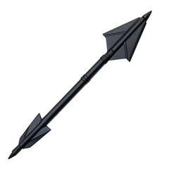 A Sleek Rubber Arrow with Matte Black Finish Isolated on Transparent Background