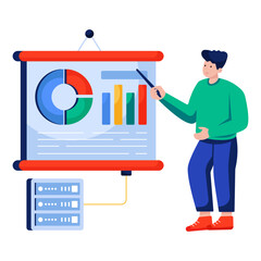A flat design illustration of graphical presentation
