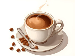 cup of coffee with beans