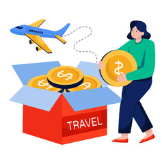 A colored design illustration of travel savings