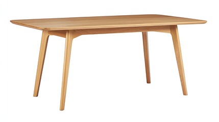 Fototapeta premium Rectangular light oak dining table with elegant legs.