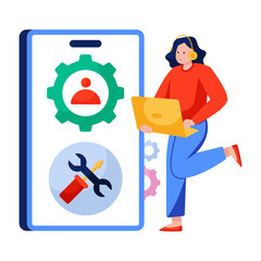 A colored design illustration of customer service representative