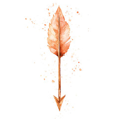 Artistic Arrow with Fluid Brushwork in Soft Apricot Isolated on Transparent Background