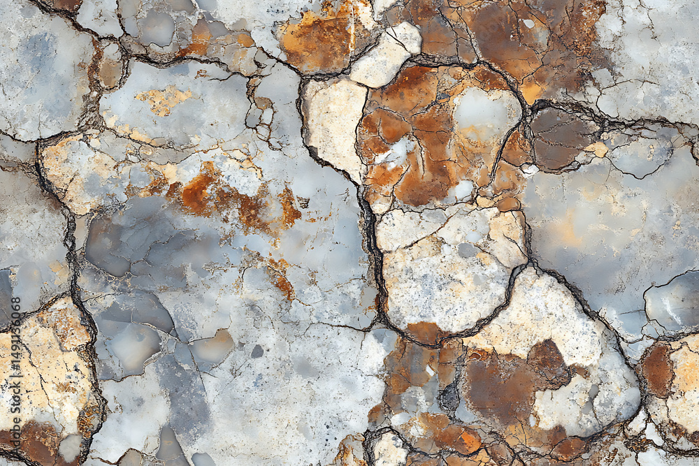Poster aerial view of cracked earth with brown and gray textures creating an abstract pattern design