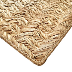Minimalist Woven Straw Beach Mat Isolated on Transparent Background