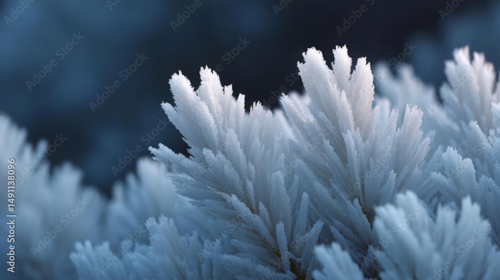 Poster close-up of a group of frost-covered branches. the branches are arranged in a cluster, with the tips