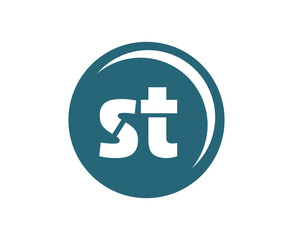 ST sport emblem or team logotype. Ball logo with a combination of Initial letter S and T for balls shop, sports company, training, club badge.