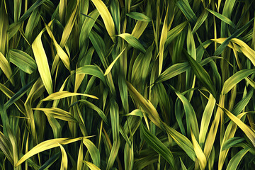 A dense field of green and yellow leaves creating a natural and organic looking background image