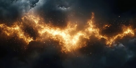 Fototapeta premium A cosmic scene featuring glowing nebulae, star clusters, and interstellar clouds.