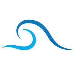 Blue waves icon vector set. Vector cartoon illustration, ocean water logotype.