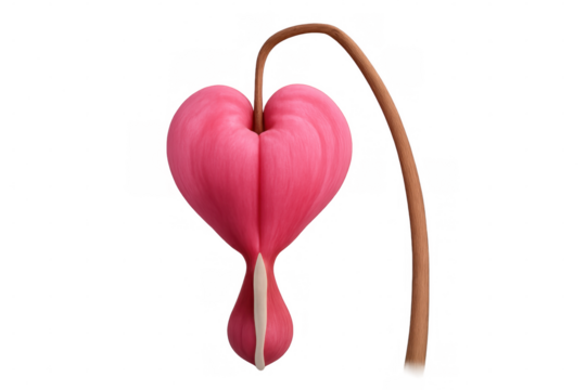Bleeding heart flower, known for its unique heart shape, symbolizes love, romance, and affection, isolated on a transparent background