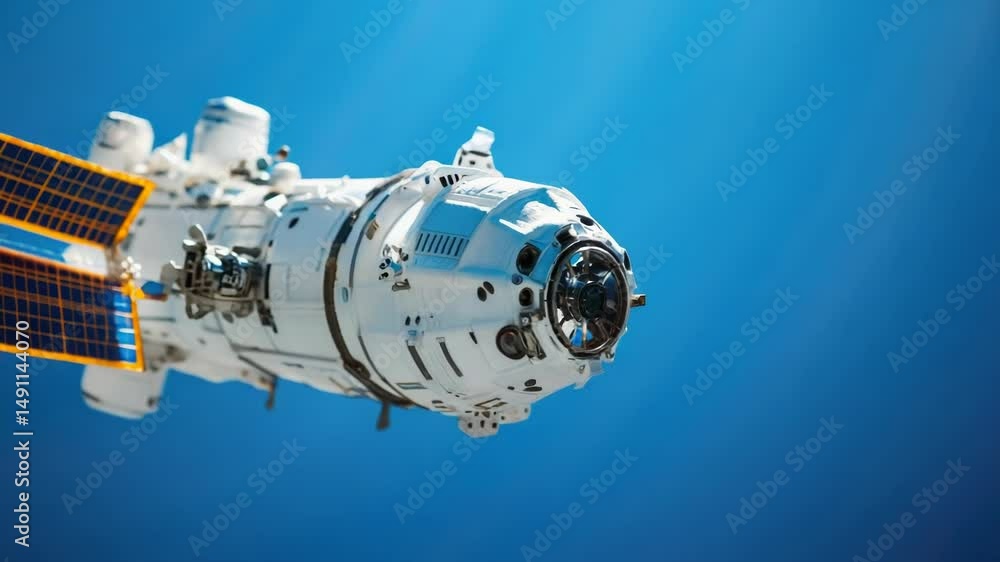 Leinwandbilder a close-up view of a space station with a blue sky in the background, suitable for science and techn