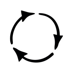 Hand drawn recycle arrow icon Recycling resources symbol Reuse of materials, zero waste, green environment, saving the planet