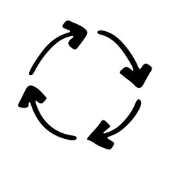 Hand drawn recycle arrow icon Recycling resources symbol Reuse of materials, zero waste, green environment, saving the planet