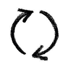 Hand drawn recycle arrow icon Recycling resources symbol Reuse of materials, zero waste, green environment, saving the planet