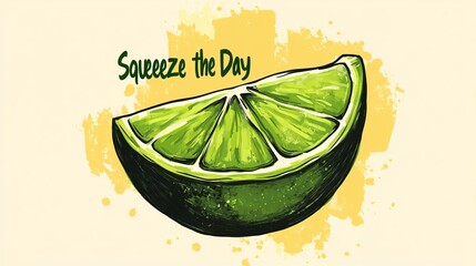 Vibrant Lime Wedge Watercolor Style Illustration Fresh Citrus Fruit Summer Design Graphic Food Card 