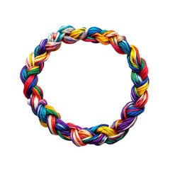 Vibrant Woven Anklet with Chunky Multicolored Fiber Isolated on Transparent Background