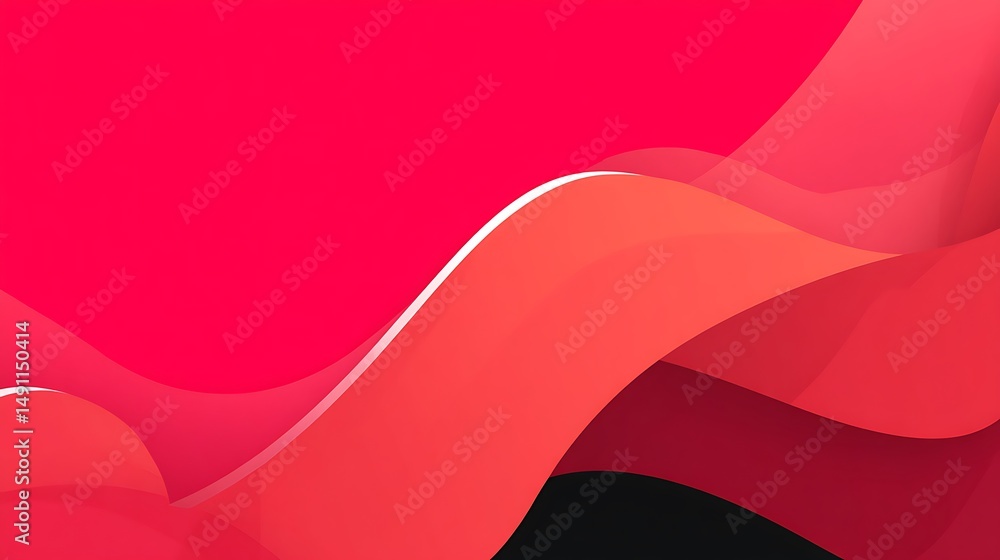 Poster abstract red and orange wave forms: dynamic digital art