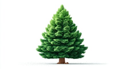 Fototapeta premium A lush green coniferous tree standing tall against a white background ideal for nature winter