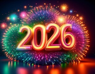 2026, Happy New Year 2026 text design. 2026 happy new year background design. Elegant and beautiful New Year 2026 number design