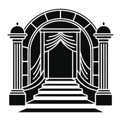 Ornate Black and White Architectural Theater Archway with Columns