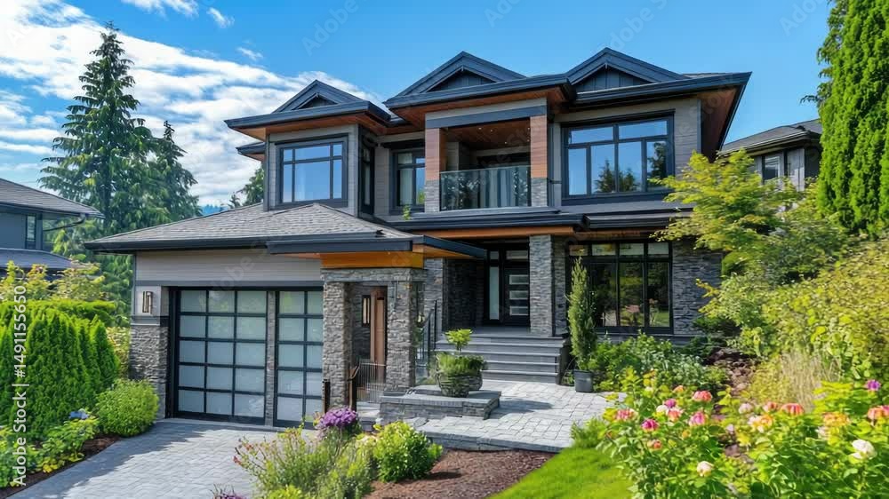 Poster a big house with multiple windows, suitable for architecture or real estate use