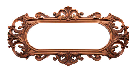 antique wooden frame plate isolated on white or transparent png