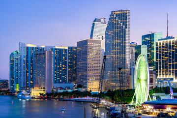 Best night in Miami. Stock photography Downtown Miami Dade scene 2025