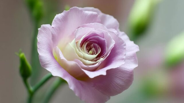 Lavender eustoma flower blooming in smooth timelapse motion
