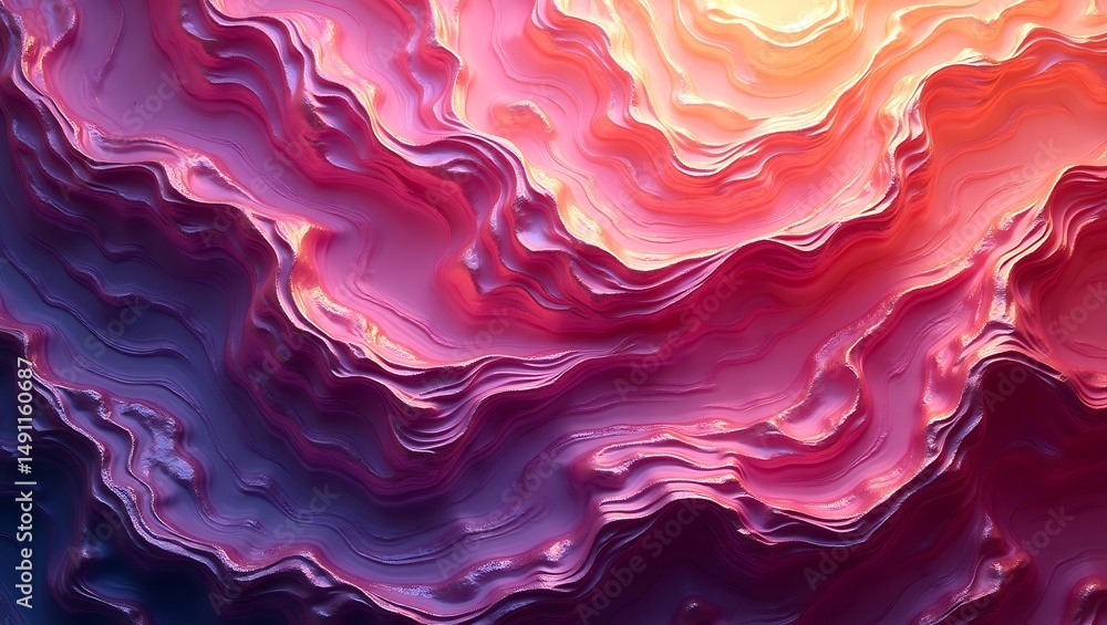 Poster abstract red and pink liquid paint waves creating a smooth, colorful marble texture pattern for mode