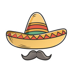 mexican sombrero hat with moustache icon