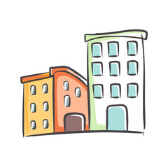 Naklejka premium minimalistic buildings icon, minimalistic buildings vector illustration-simple illustration of minimalistic buildings, perfect for minimalistic buildings logos and icons