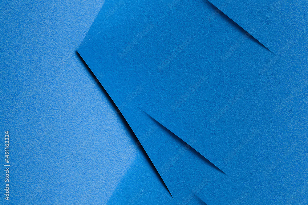 Poster abstract blue background with geometric shapes and shadows creating a minimalist design look