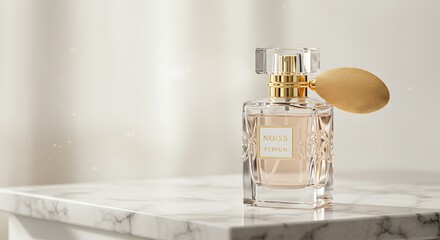 Perfume bottle on marble surface