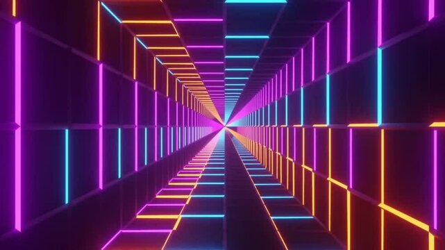 Futuristic Neon Tunnel Loop Background