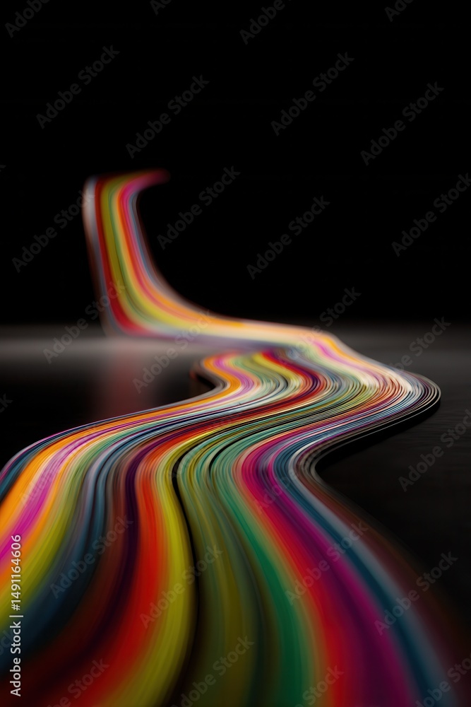 Aufkleber abstract colorful paper strips flowing on dark background, symbolizing creativity and innovation for