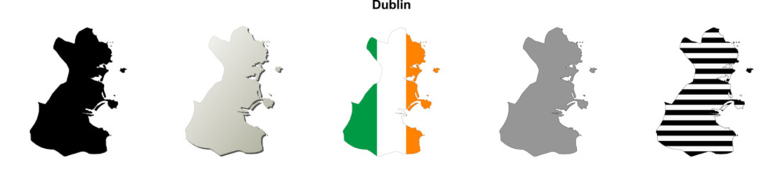 Fototapeta premium Dublin county blank outline map set