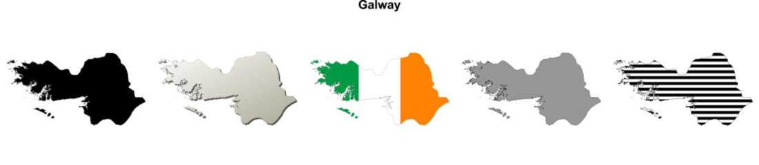 Galway county blank outline map set