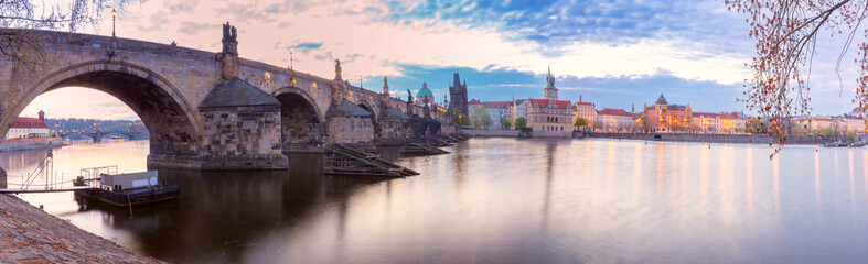 Charles Bridge at sunrise in Prague, Czech Republic