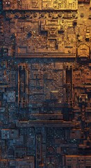 Fototapeta premium Rustic Cyberpunk: Digital Art, Oxidized Hues