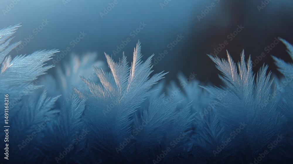 Poster close-up of a group of frost-covered leaves. the leaves are arranged in a way that they are overlapp
