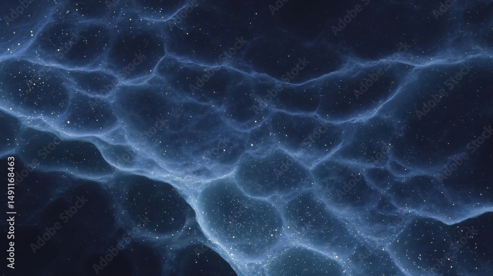 Poster abstract digital art piece that appears to be a close-up of a dark blue background with a pattern of