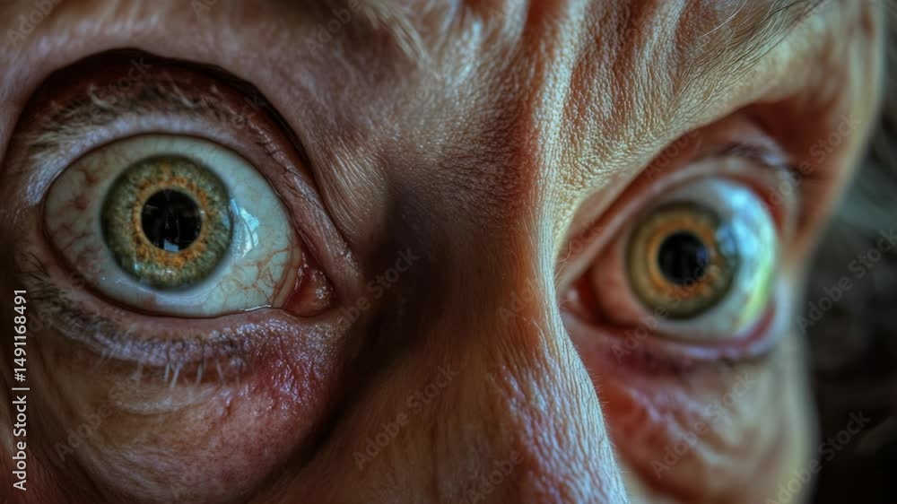 Poster a detailed view of an individual's eyes showing deep wrinkles, ideal for usage in portrayals of age 