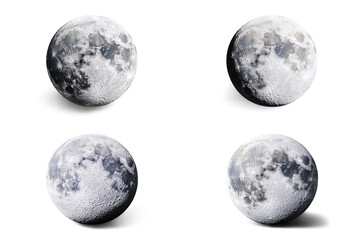 Lunar phase cycle from new moon to full moon astronomy illustration