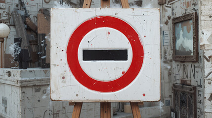 No entry symbol on an easel, indicating restrictions and isolation zones