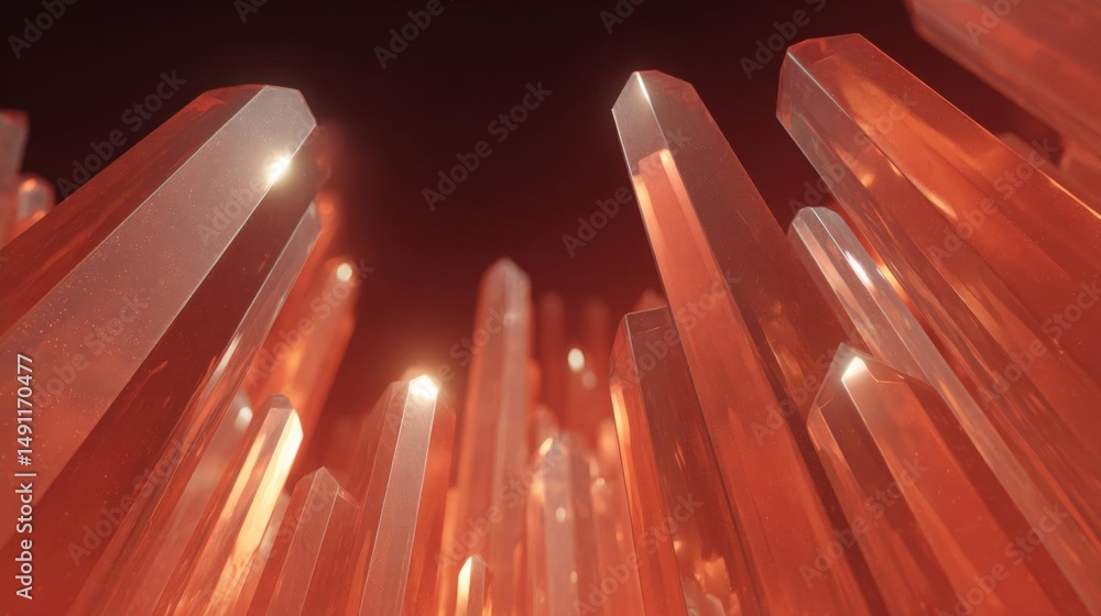 Poster close-up of a group of orange-colored crystals. the crystals are arranged in a way that they are ove